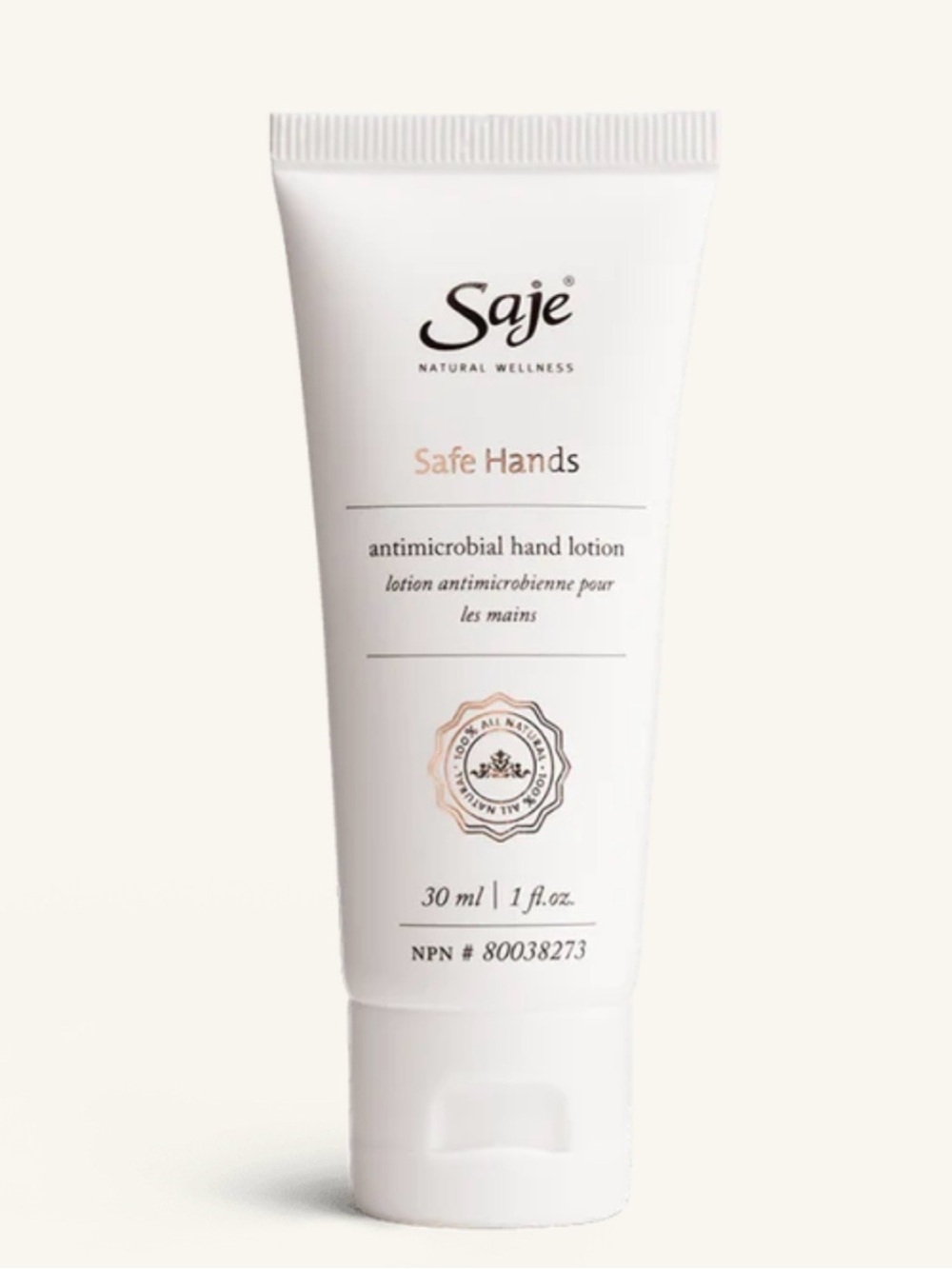 New in box Saje Safe Hands Antimicrobial Hand Lotion 30ml